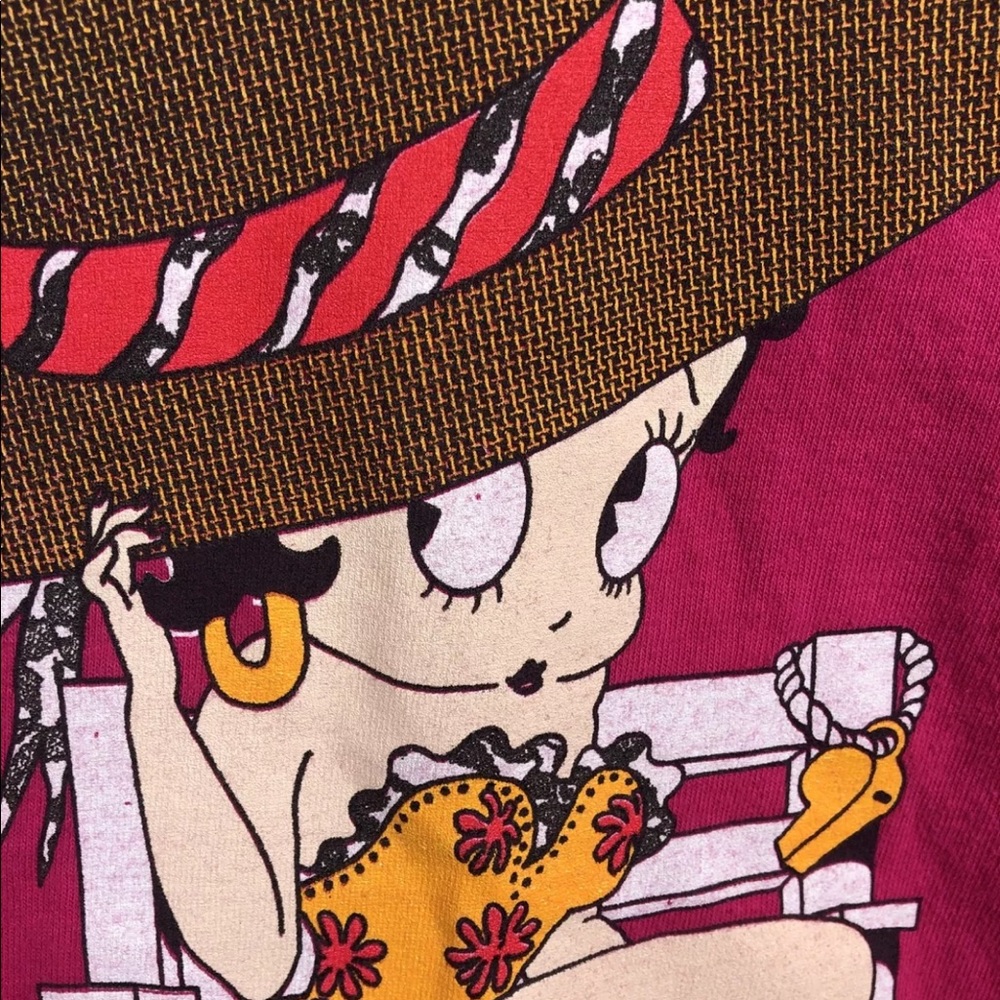 Betty Boop Swimsuit Lifeguard Vtg Cropped T-Shirt - Picture 3 of 8